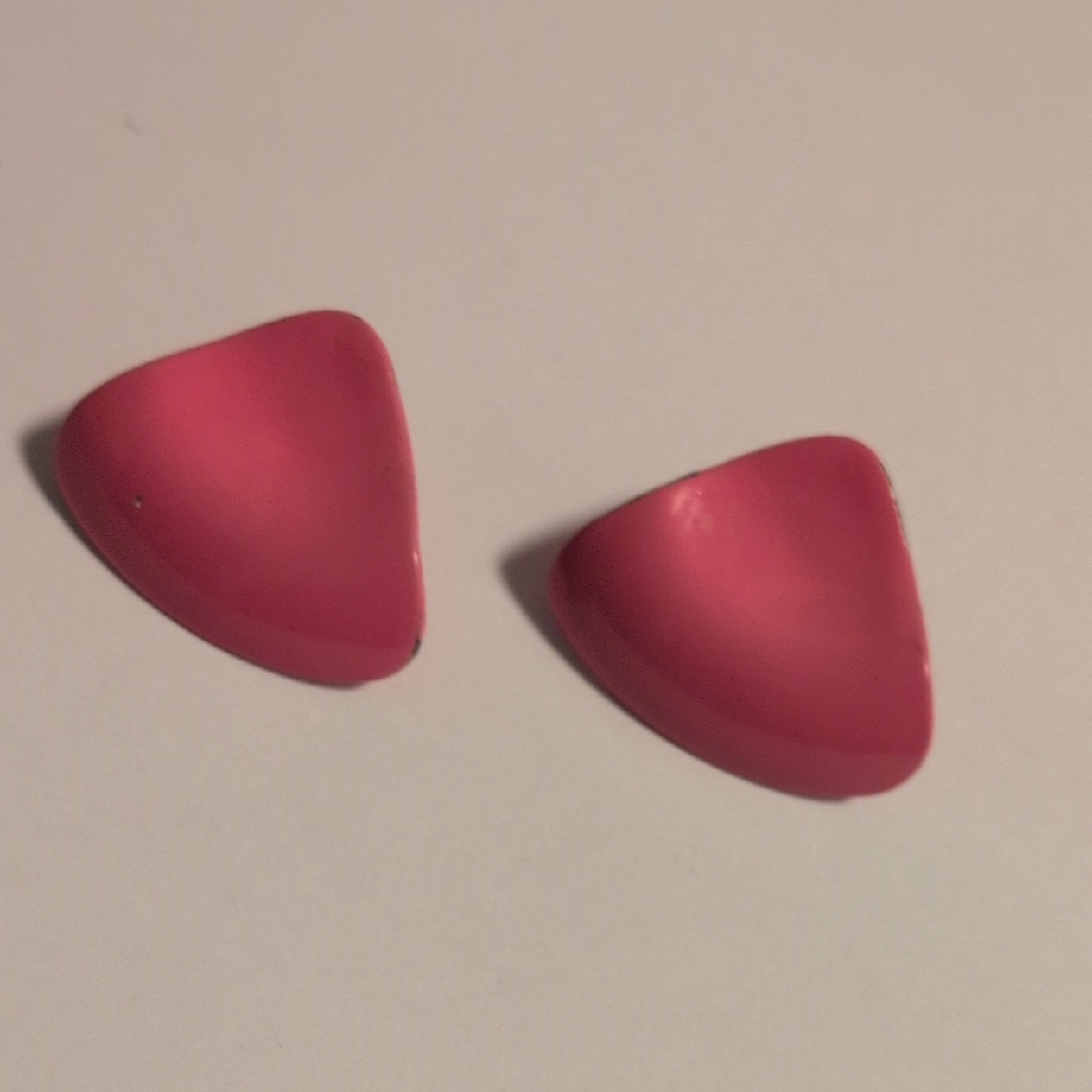 Vintage Pink Metal‎ Triangle Earrings